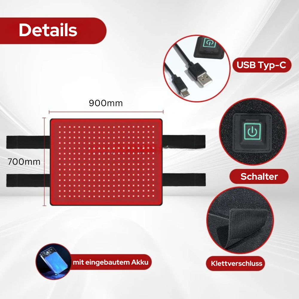 Infrarot-Gürtel Pferd – 660nm & 850nm – Kabellos, Wundheilung Rücken