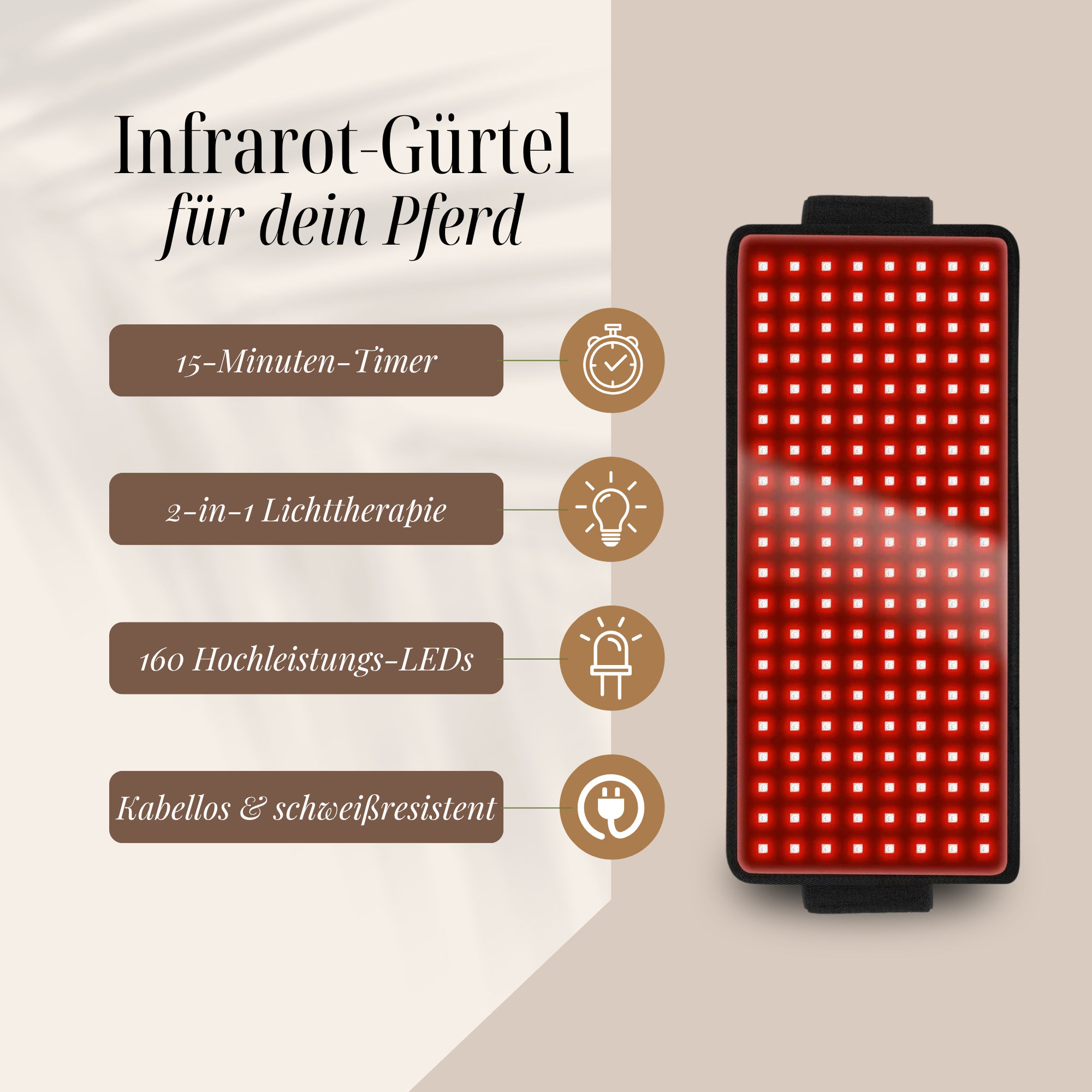 Rotlicht-Therapiegurt für Pferde – Für Schmerzreduktion, Regeneration & Leistungssteigerung